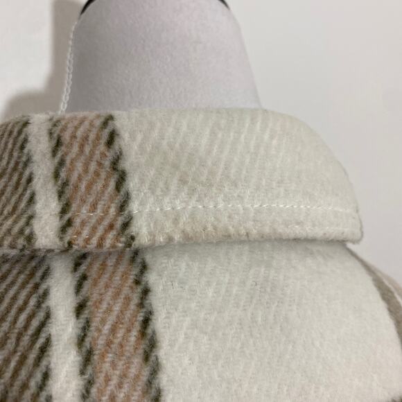 Eloquii Elements Size 14/16 Cream Tan Plaid Wool Blend Shacket with Belt Pocket - Picture 9 of 13